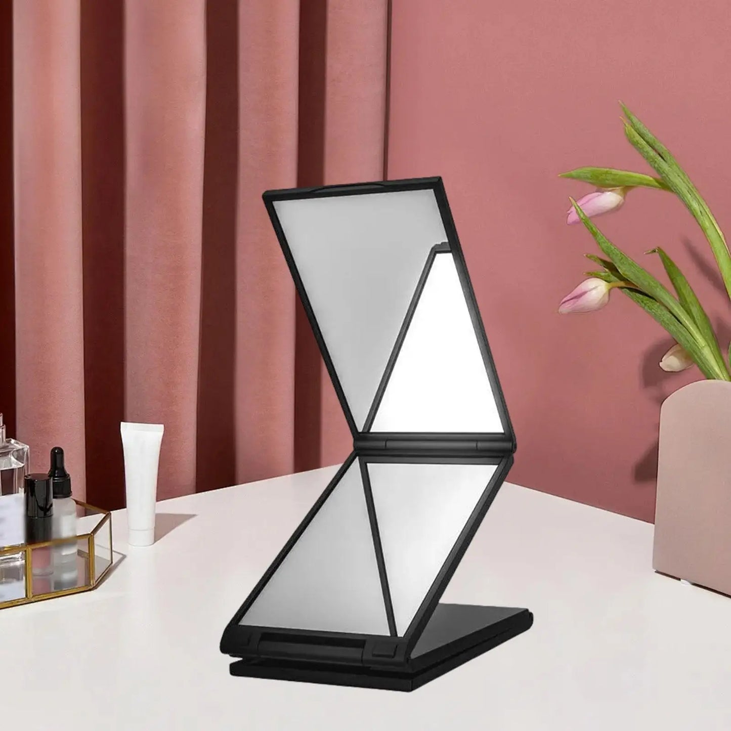 Portable 4-Way Folding Mirror