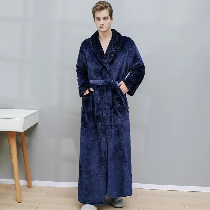 Warm Coral Velvet Bathrobe – Thick Autumn & Winter Couple Robe, Soft Pajamas for Men & Women, Cozy Shower Robe