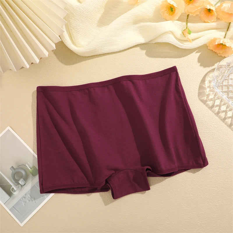 New Women's Cotton Seamless Sports Boxers – Cozy Solid Color Briefs