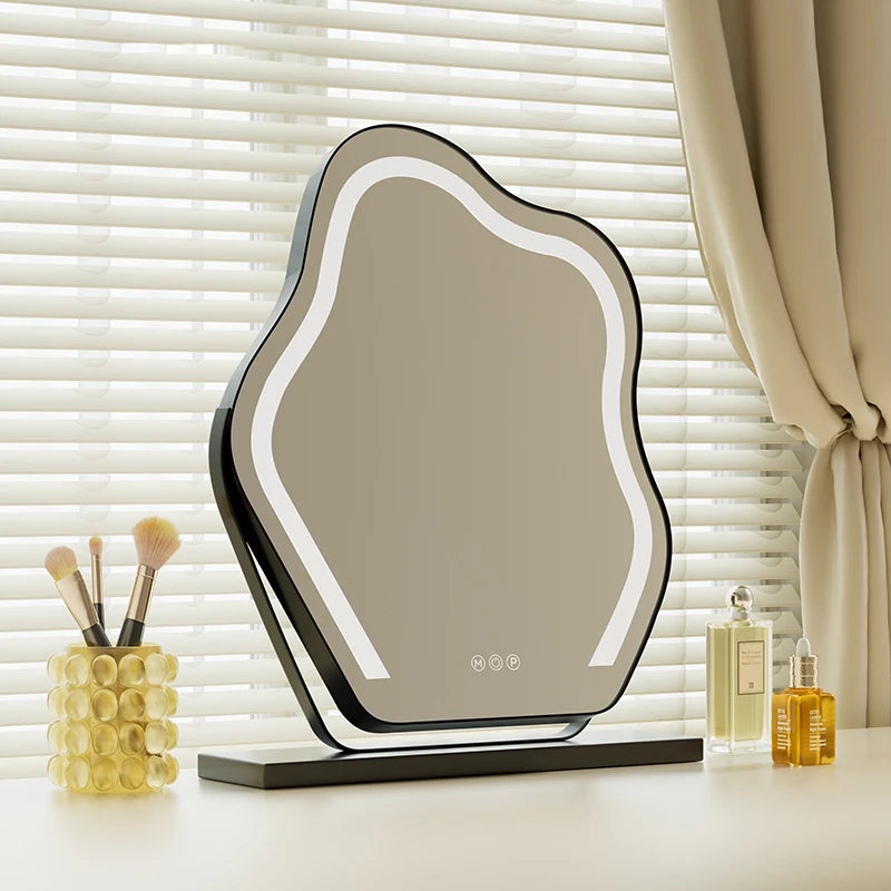 Rotating Vanity Mirror with Dimmable LED Lights