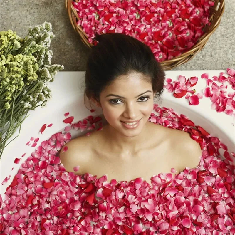 Natural Dried Rose Petals – Luxurious Floral Bath Spa for Whitening & Relaxation, Fragrant Body Massager