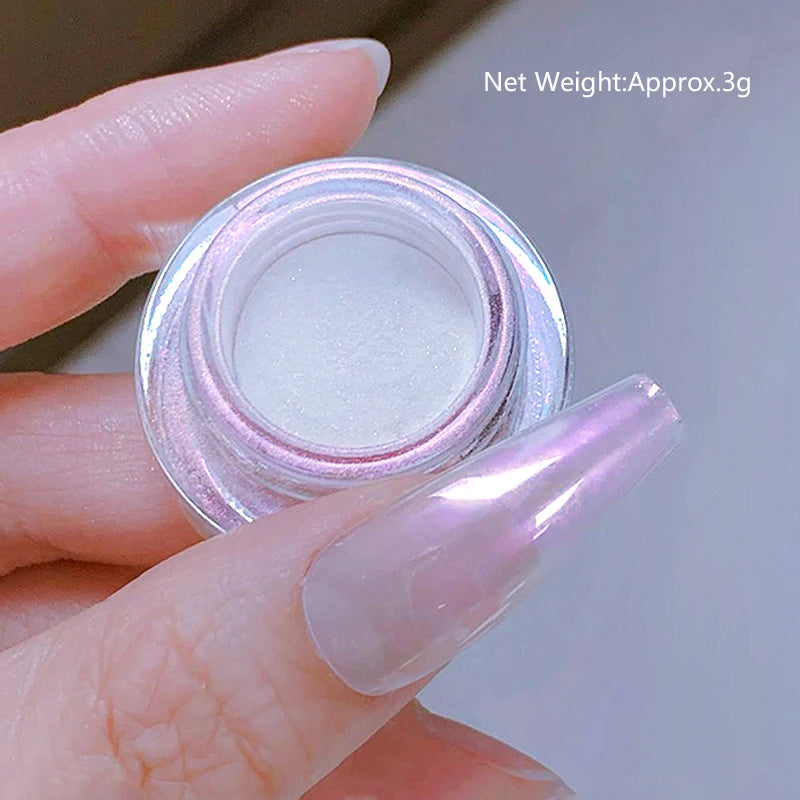 NICOLE DIARY Moonlight Mirror Nail Powder - Aurora Silver Chrome Pigment for UV Gel