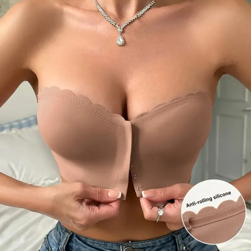 Front Button Wireless Bra – Smooth, Breathable, Invisible Comfort with No Trace Design