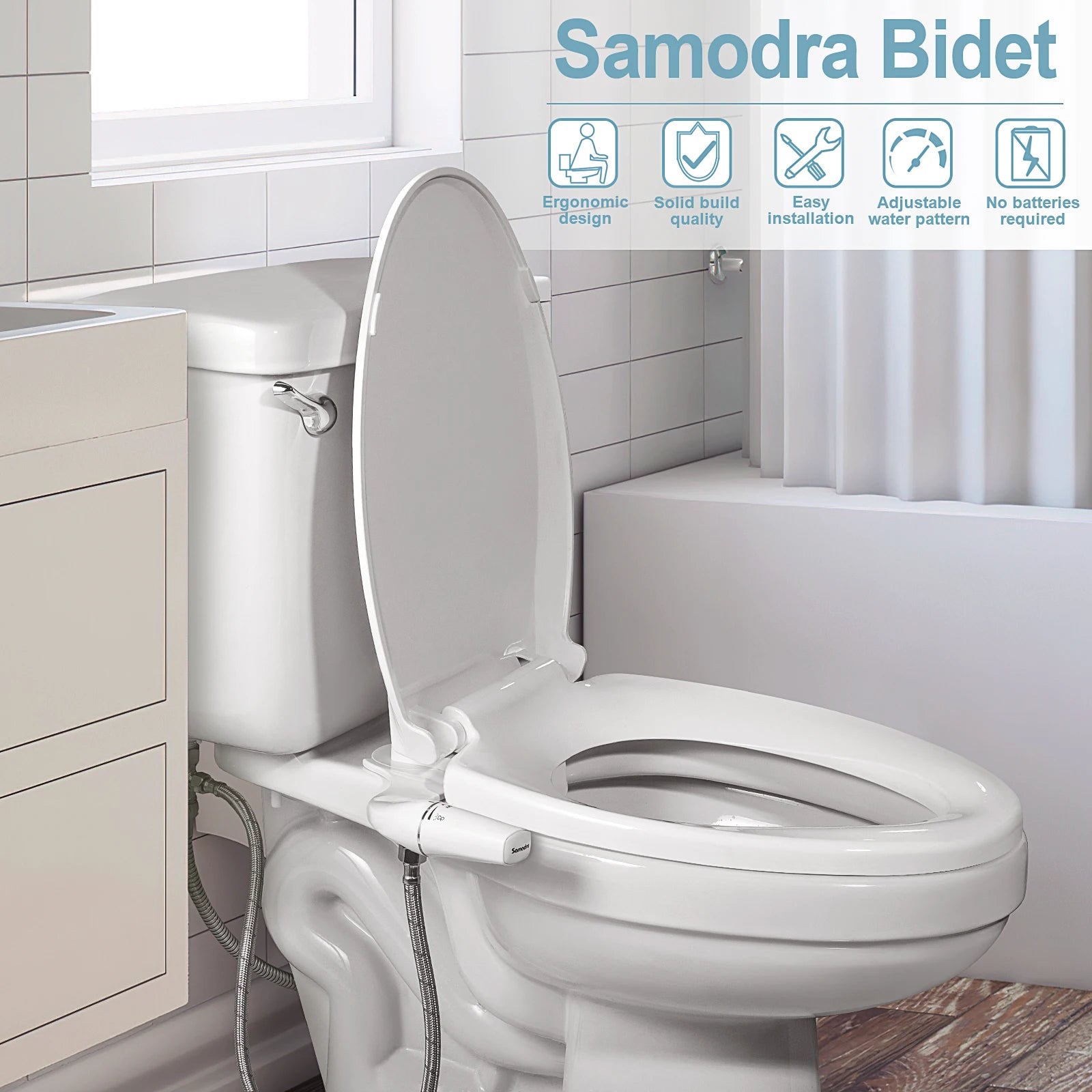 Ultra-Slim Bidet Toilet Seat Attachment – Dual Nozzle, Adjustable Water Pressure, Non-Electric Ass Sprayer