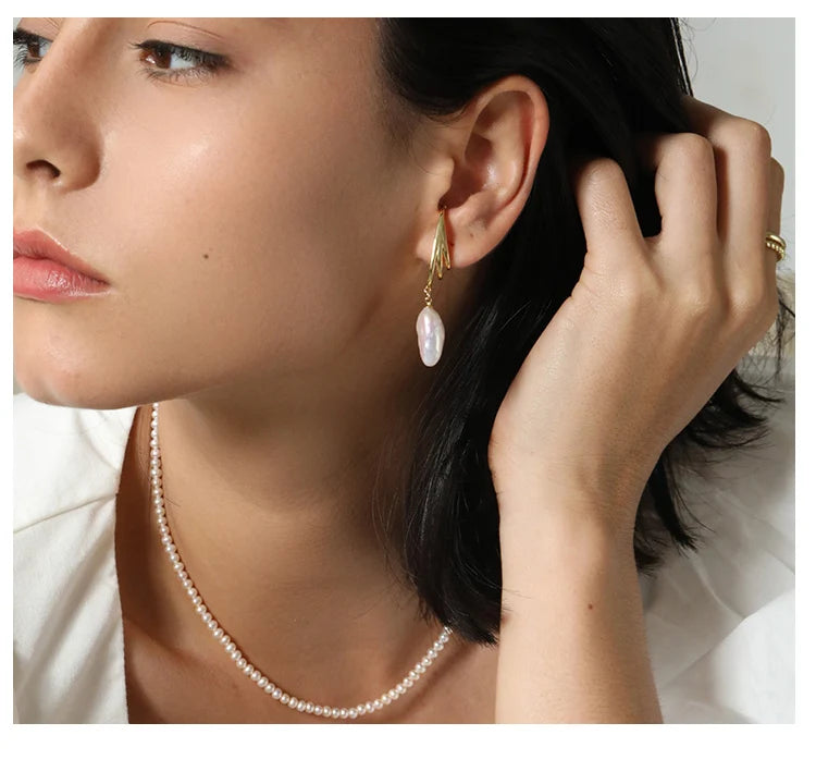 Moolan Jewel Baroque Pearl Earrings for Women Without Pierced Ears