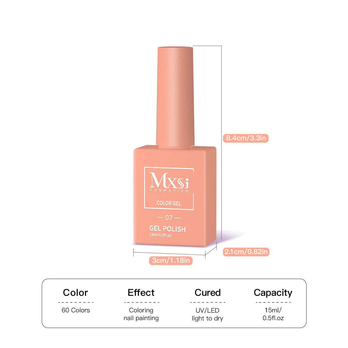 Mxsi 15ml Neon Gel Nail Polish Set - Brown, Blue, Red, Green, Nude, UV Varnish