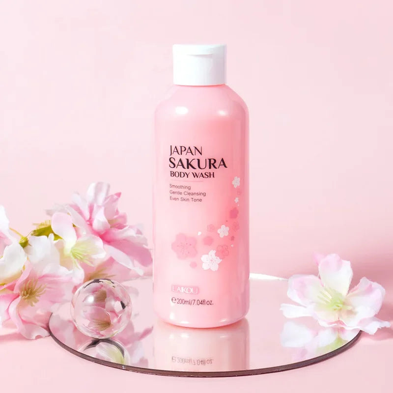 LAIKOU Sakura Shower Gel – Long-Lasting Moisturizing, Smooth Foam, & Gentle Fragrance for Body Cleansing (200ml)