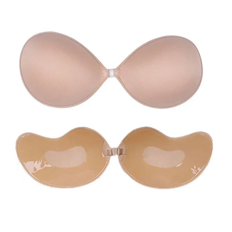 1/2Pcs Sexy Invisible Push-Up Self-Adhesive Silicone Bra – Backless & Strapless with Front Closure