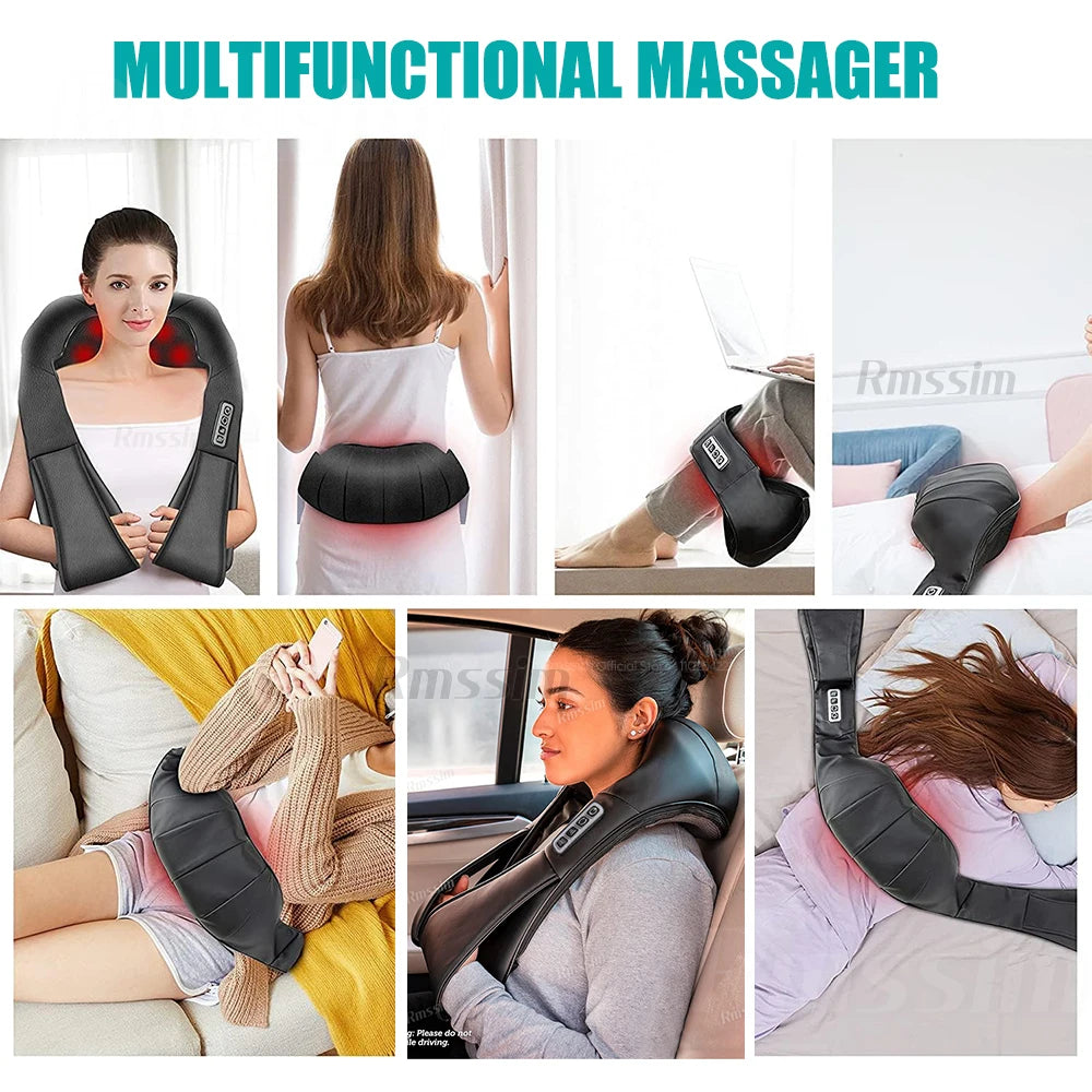 Heated Shiatsu Neck & Shoulder Massager – Deep Kneading Pillow