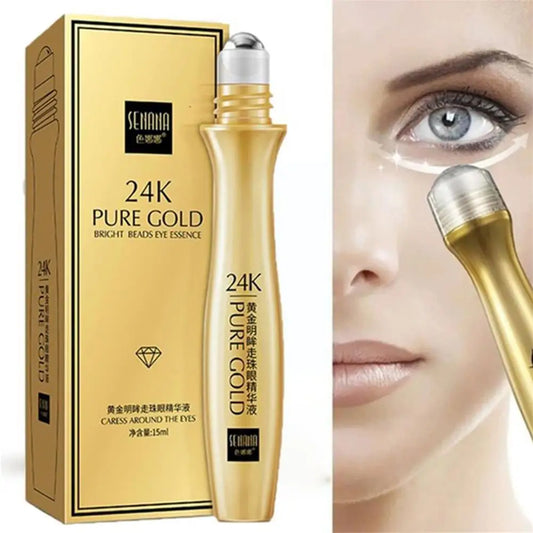 Japanese 24K Gold Eye Roller Cream Hydrating Serum for Dark Circles & Eye Bags Removal 15ml