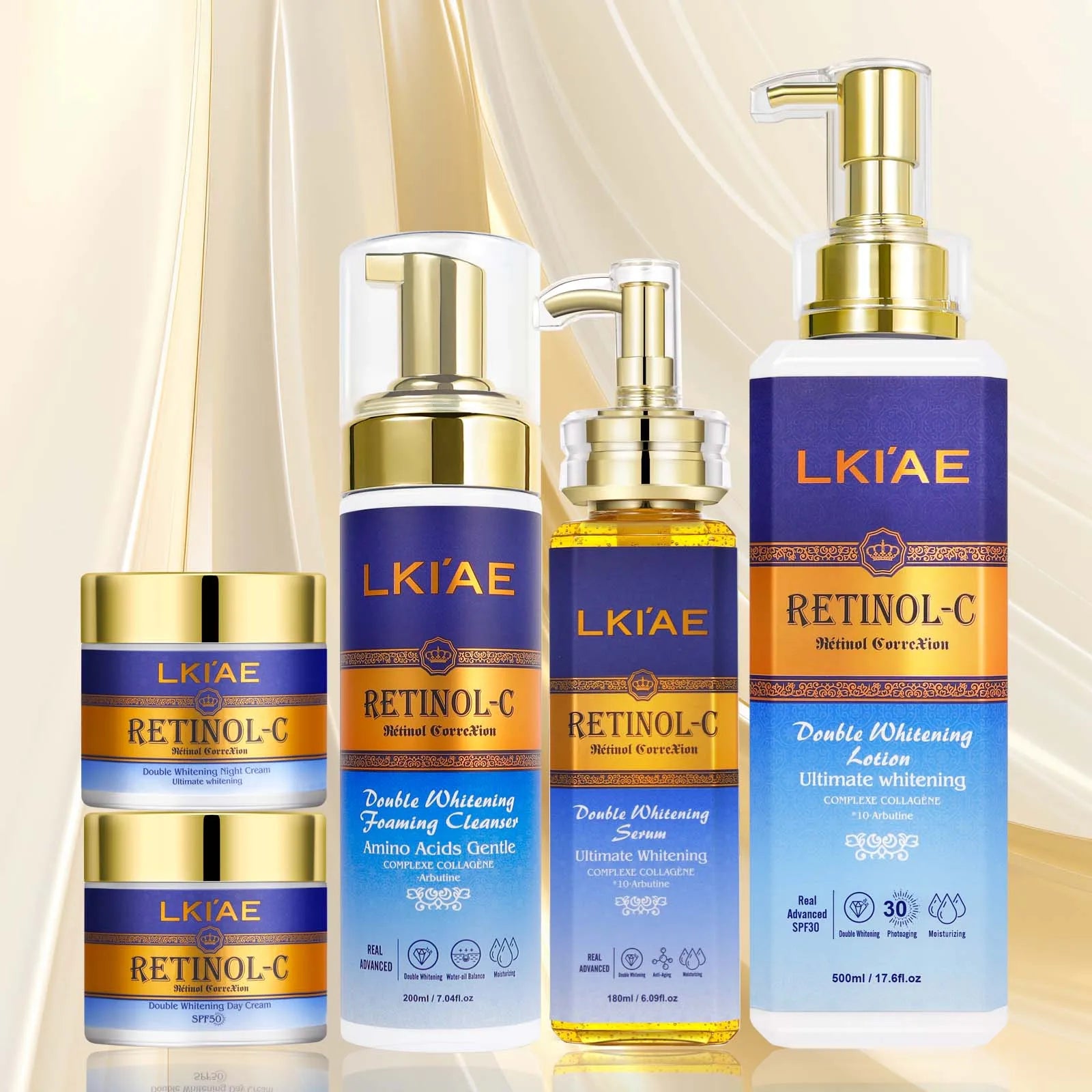 Skin Lightening Care Set – Body Lotion, Face Cream, Day & Night Serum, and Cleanser