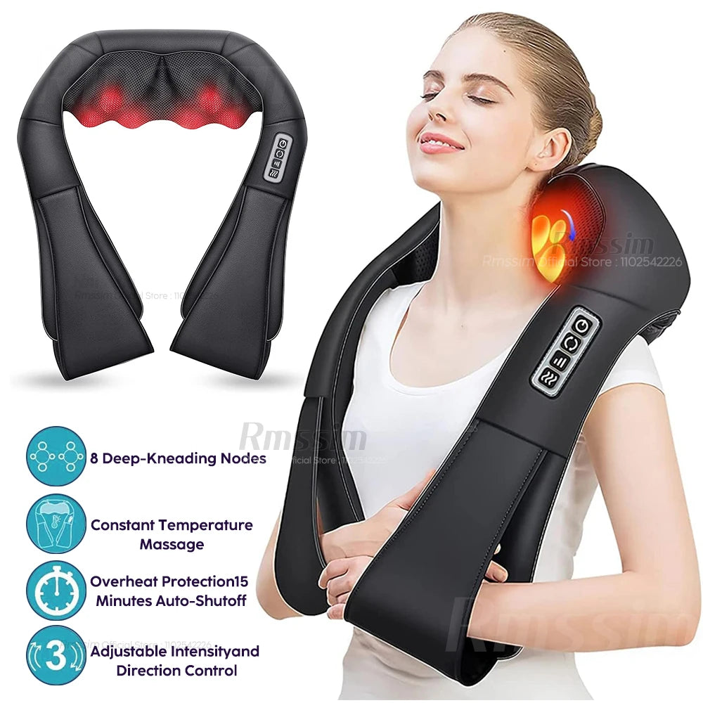 Heated Shiatsu Neck & Shoulder Massager – Deep Kneading Pillow