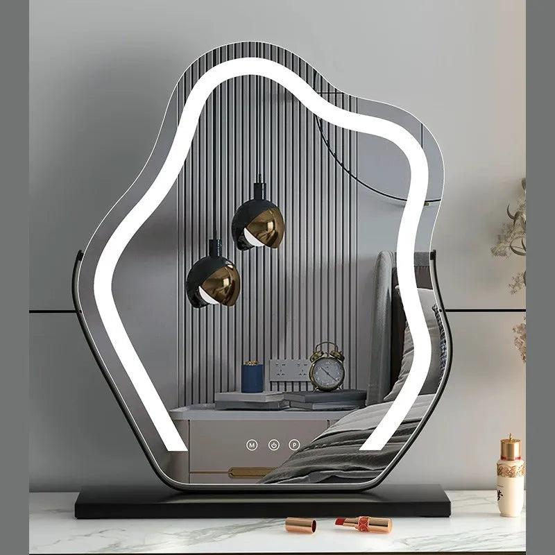 Rotating Vanity Mirror with Dimmable LED Lights