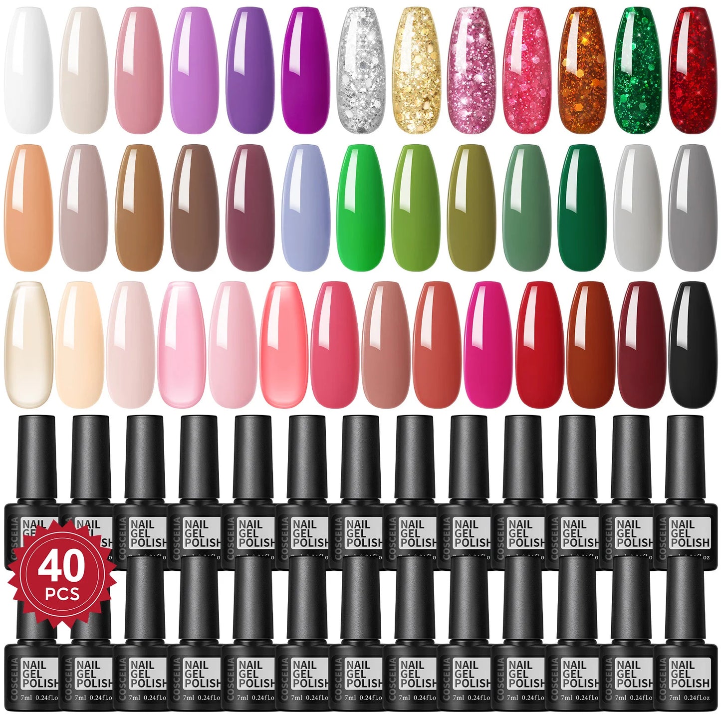 COSCELIA 30/40/80 Colors Gel Nail Polish Set Nail Art Gel Cured U V LED Lamp Manicure Kit Nail Supplies for Nails Beginner