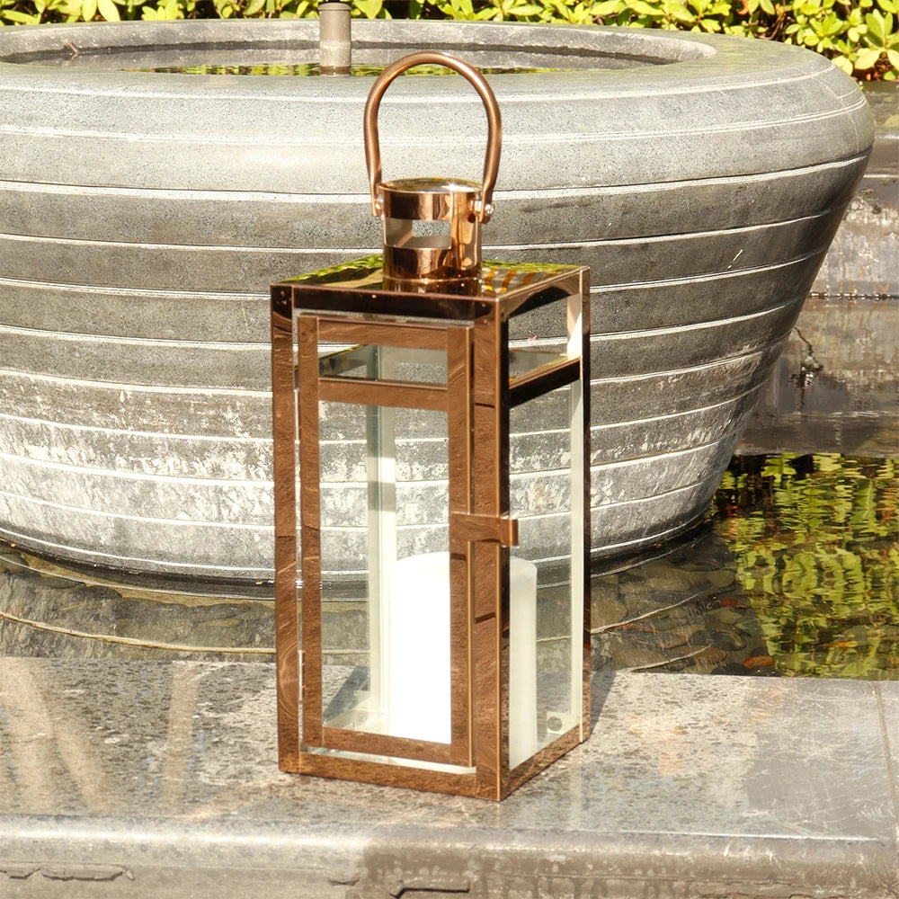 Stainless Steel Rose Gold Candle Holder Lantern