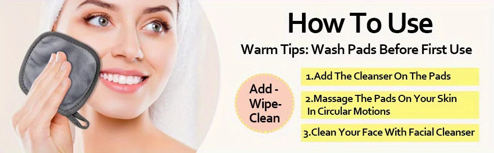 12PCS Reusable Microfiber Makeup Remover Cloths