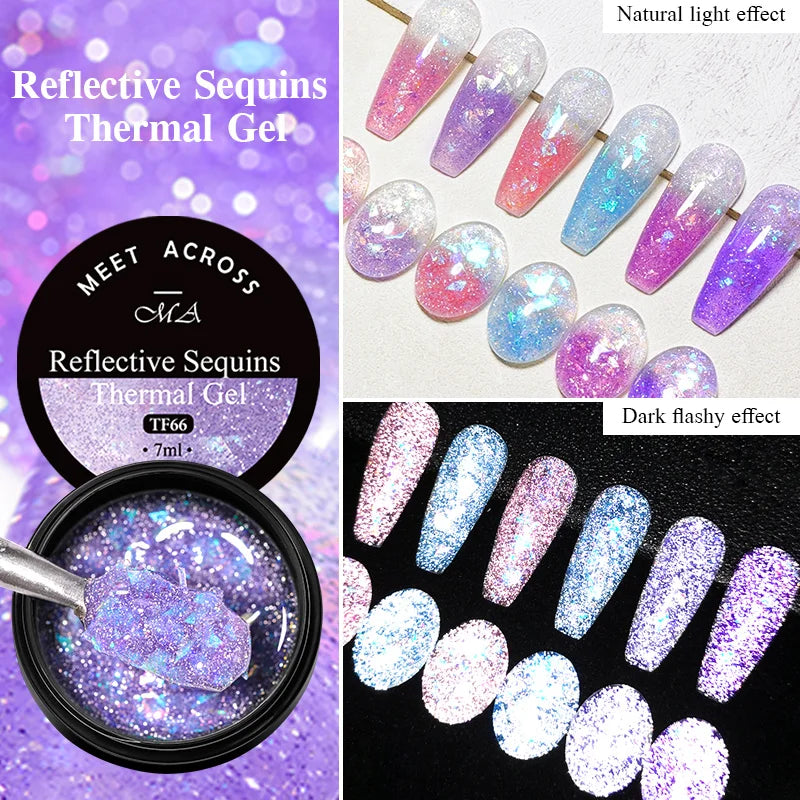 10Pcs Glitter Dried Flower Gel Nail Polish Set – UV LED Nail Art Gel, Base & Top Coat, Semi-Permanent Manicure Kit