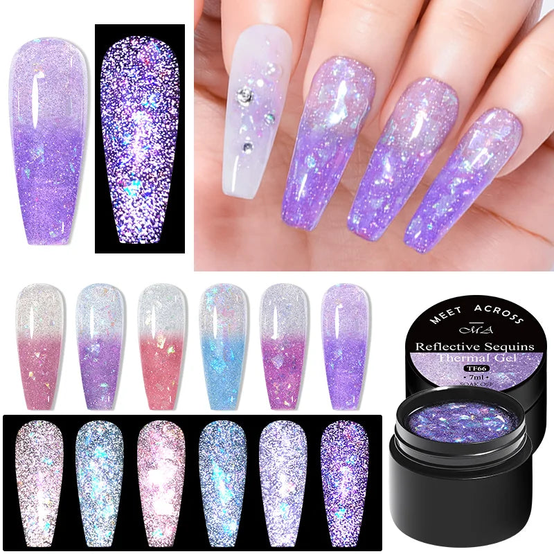 10Pcs Glitter Dried Flower Gel Nail Polish Set – UV LED Nail Art Gel, Base & Top Coat, Semi-Permanent Manicure Kit