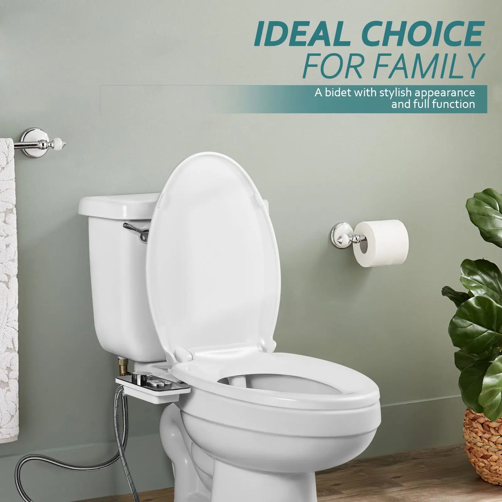 Ultra-Thin Bidet Toilet Seat Attachment – Non-Electric, Self-Cleaning Dual Nozzles for Frontal & Rear Wash