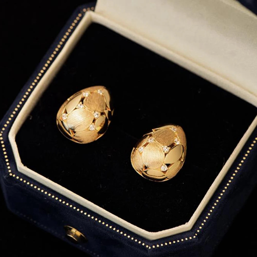 18K Gold Plated 925 Sterling Silver Lab Sapphire Pear Ear Studs Earrings for Women