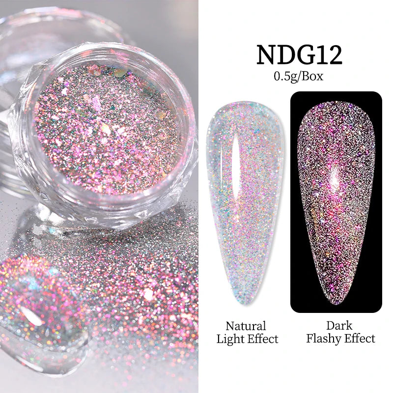 NICOLE DIARY Moonlight Mirror Nail Powder - Aurora Silver Chrome Pigment for UV Gel