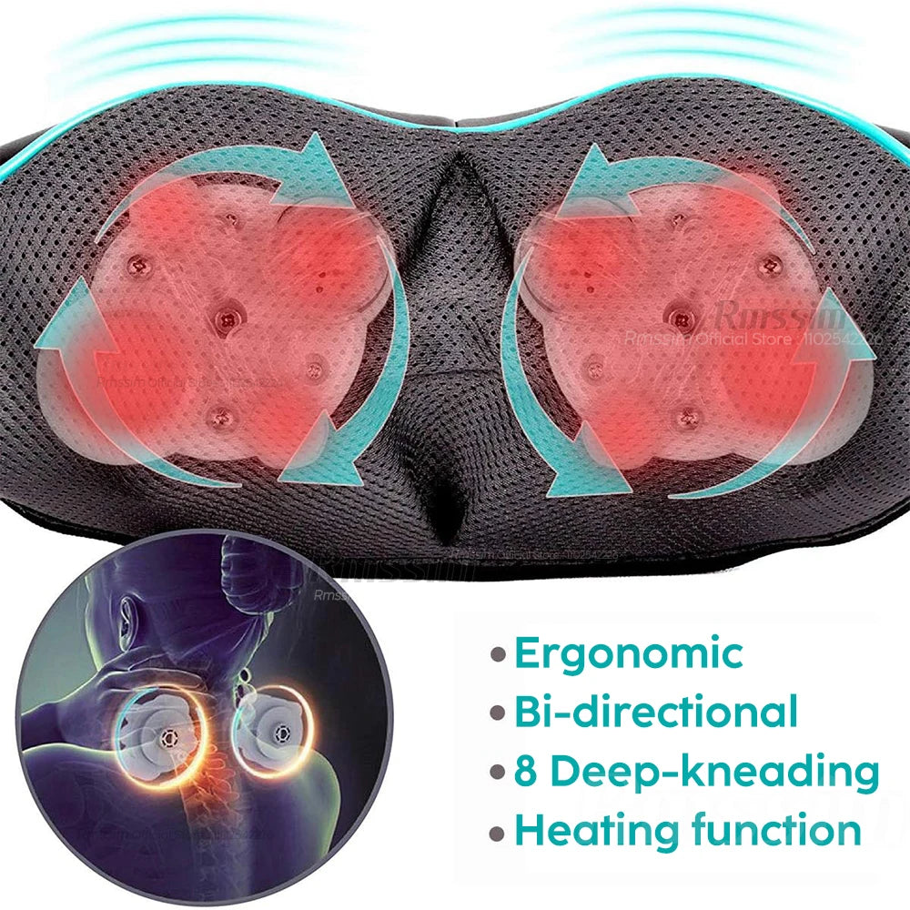 Heated Shiatsu Neck & Shoulder Massager – Deep Kneading Pillow