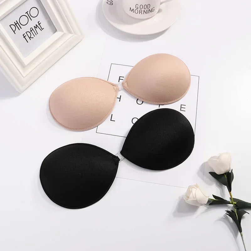 1/2Pcs Sexy Invisible Push-Up Self-Adhesive Silicone Bra – Backless & Strapless with Front Closure