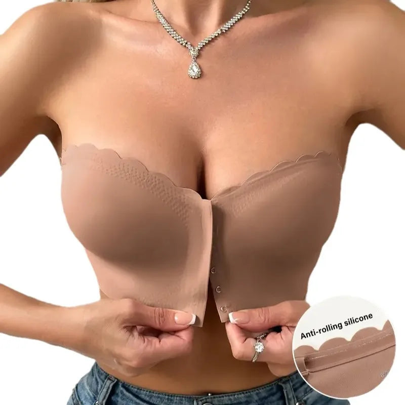 Front Button Wireless Bra – Smooth, Breathable, Invisible Comfort with No Trace Design