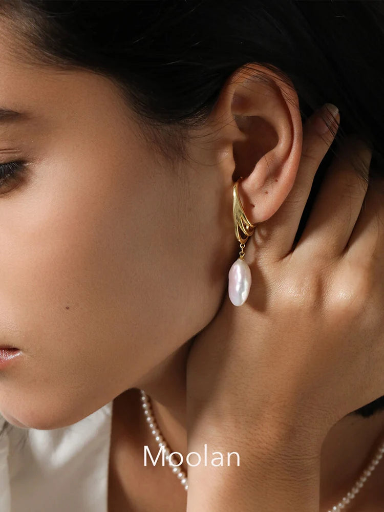 Moolan Jewel Baroque Pearl Earrings for Women Without Pierced Ears