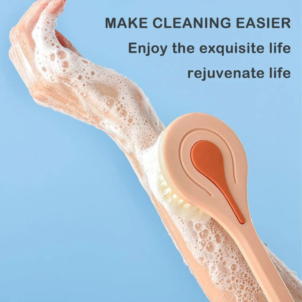 1pc Long Handle Bath Brush – Soft Hair Back Scrubber, Body Massage Brush for Shower & Mud Treatment