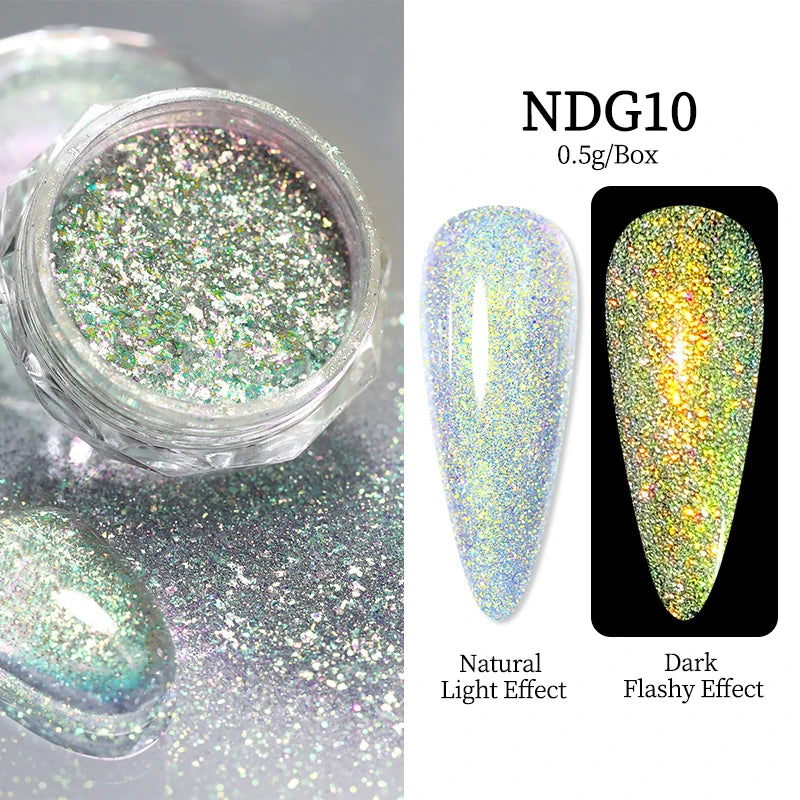 NICOLE DIARY Moonlight Mirror Nail Powder - Aurora Silver Chrome Pigment for UV Gel