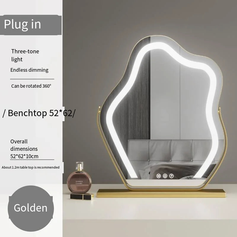 Rotating Vanity Mirror with Dimmable LED Lights