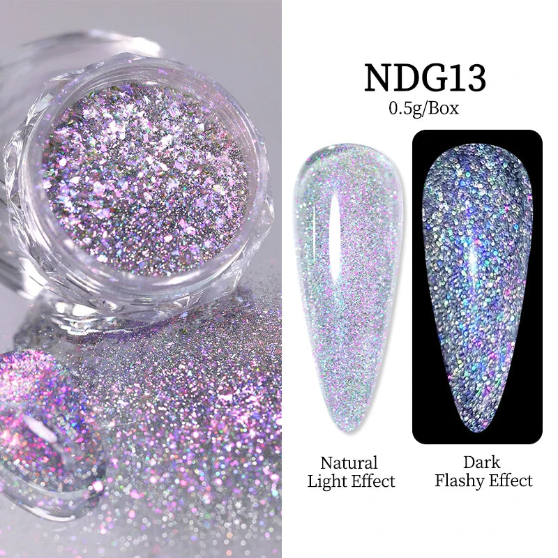 NICOLE DIARY Moonlight Mirror Nail Powder - Aurora Silver Chrome Pigment for UV Gel