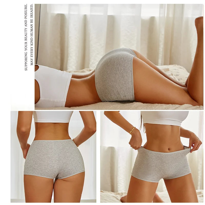 New Women's Cotton Seamless Sports Boxers – Cozy Solid Color Briefs