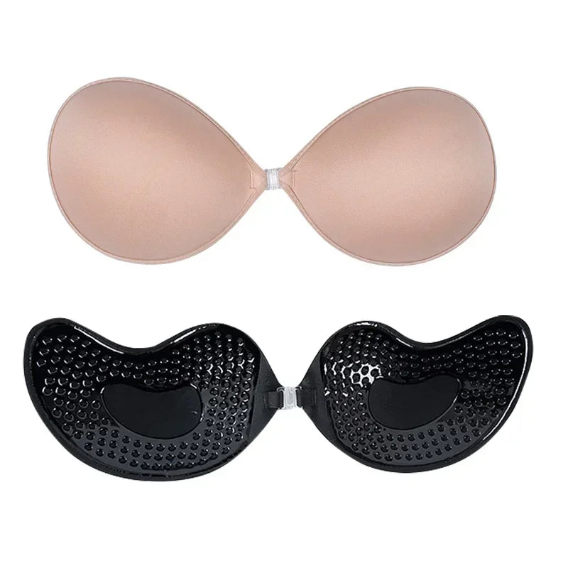 1/2Pcs Sexy Invisible Push-Up Self-Adhesive Silicone Bra – Backless & Strapless with Front Closure