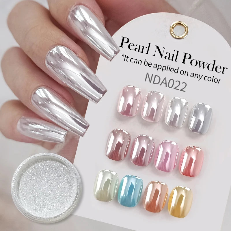 NICOLE DIARY Moonlight Mirror Nail Powder - Aurora Silver Chrome Pigment for UV Gel