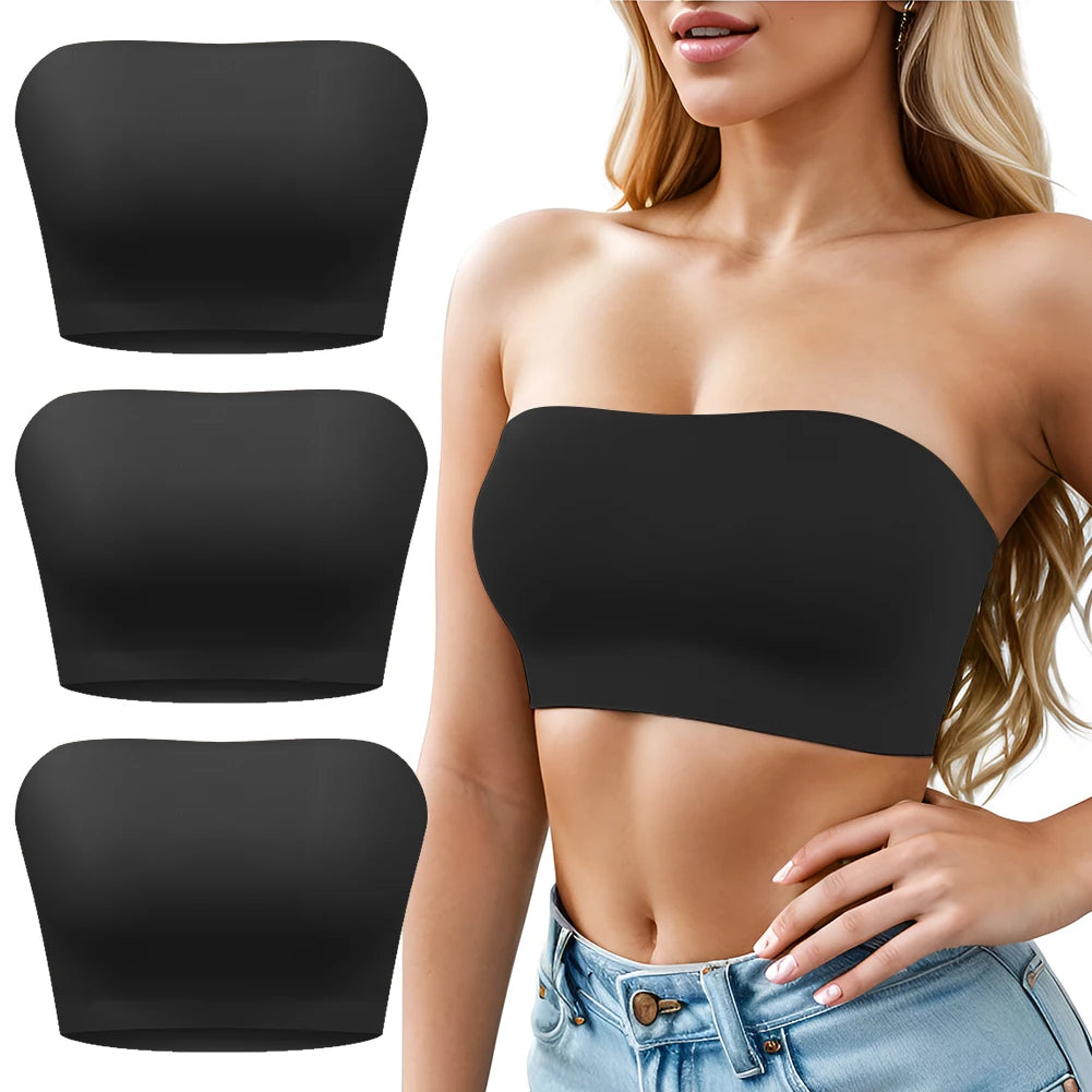 Sexy Seamless Strapless Tube Bra – Ultra-Thin Silicone, Non-Slip, Half Cup Lingerie for Off-Shoulder Dresses