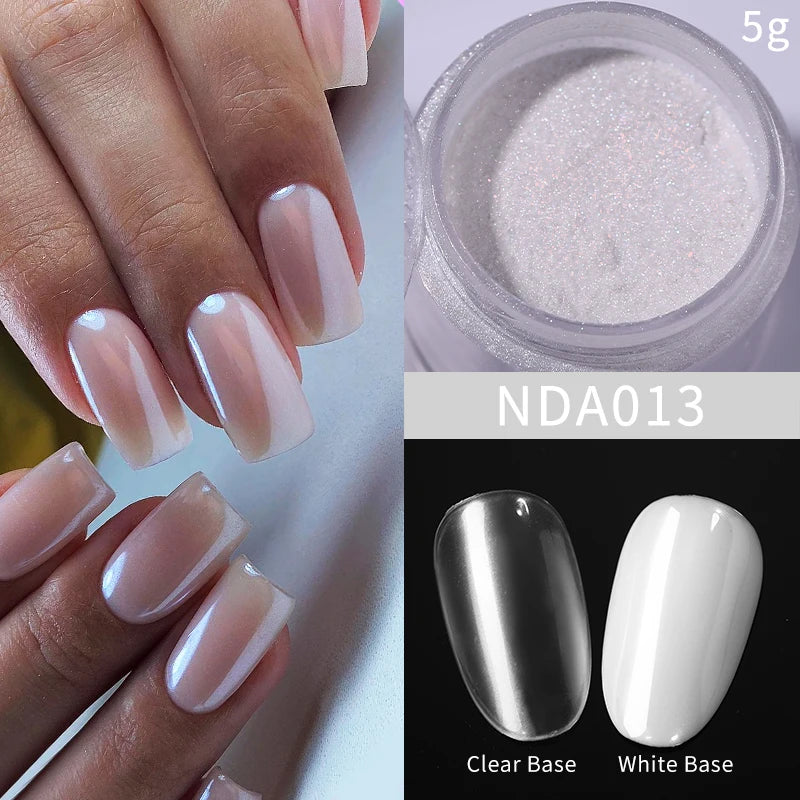 NICOLE DIARY Moonlight Mirror Nail Powder - Aurora Silver Chrome Pigment for UV Gel