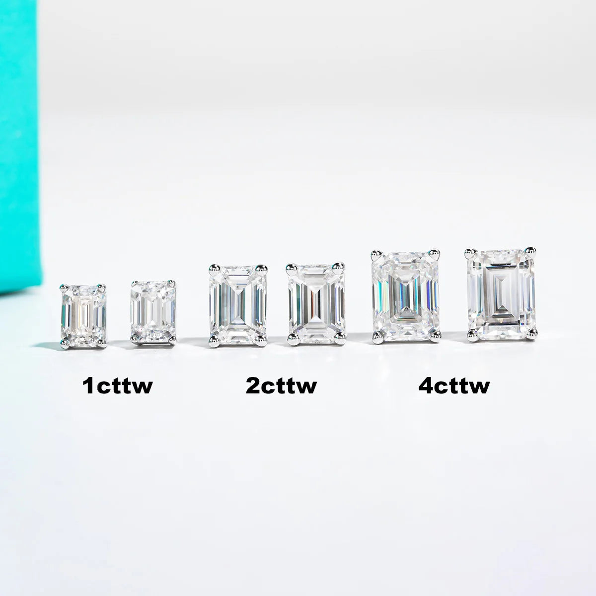 AnuJewel 10k Gold Emerald Moissanite Stud Earrings