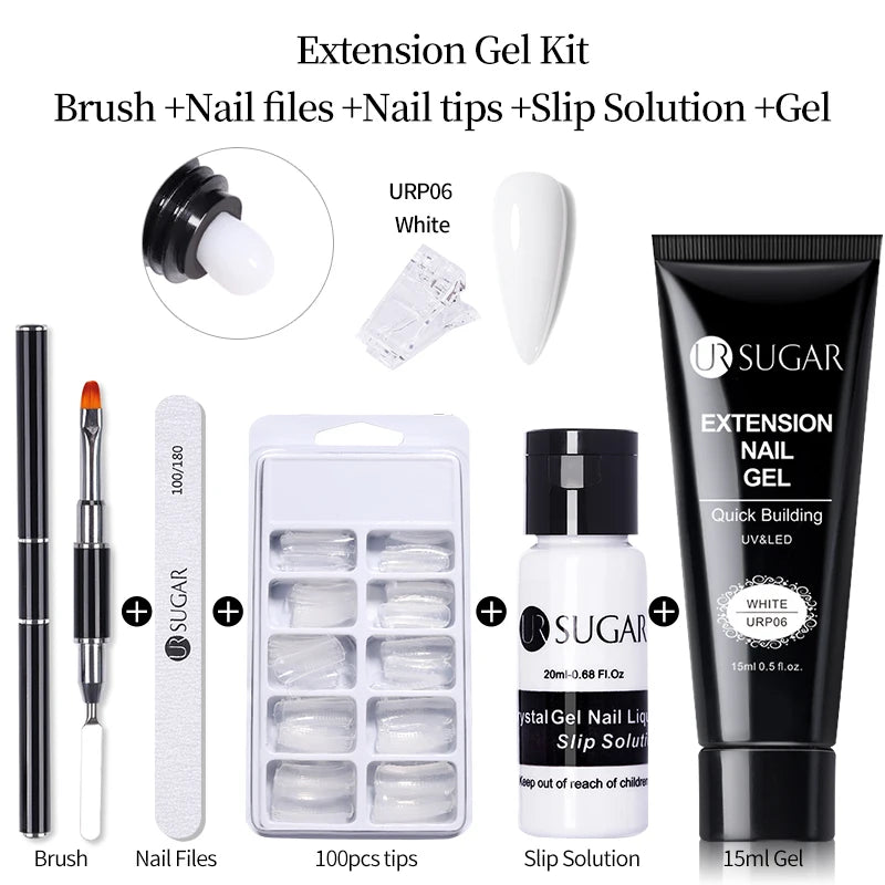 15ml Nail Extension Gel Set with 6W LED Lamp Full Manicure Kit for Quick Extensions