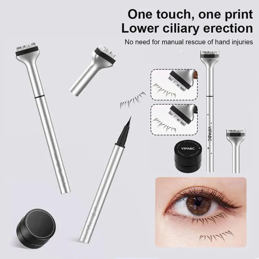 Waterproof Lower Eyelash Stamp Set Quick Dry Eye Liner 0.01mm Tip Portable Lower Lash Stamp