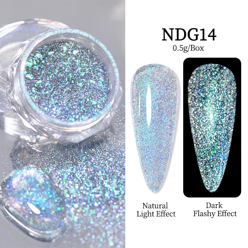 NICOLE DIARY Moonlight Mirror Nail Powder - Aurora Silver Chrome Pigment for UV Gel