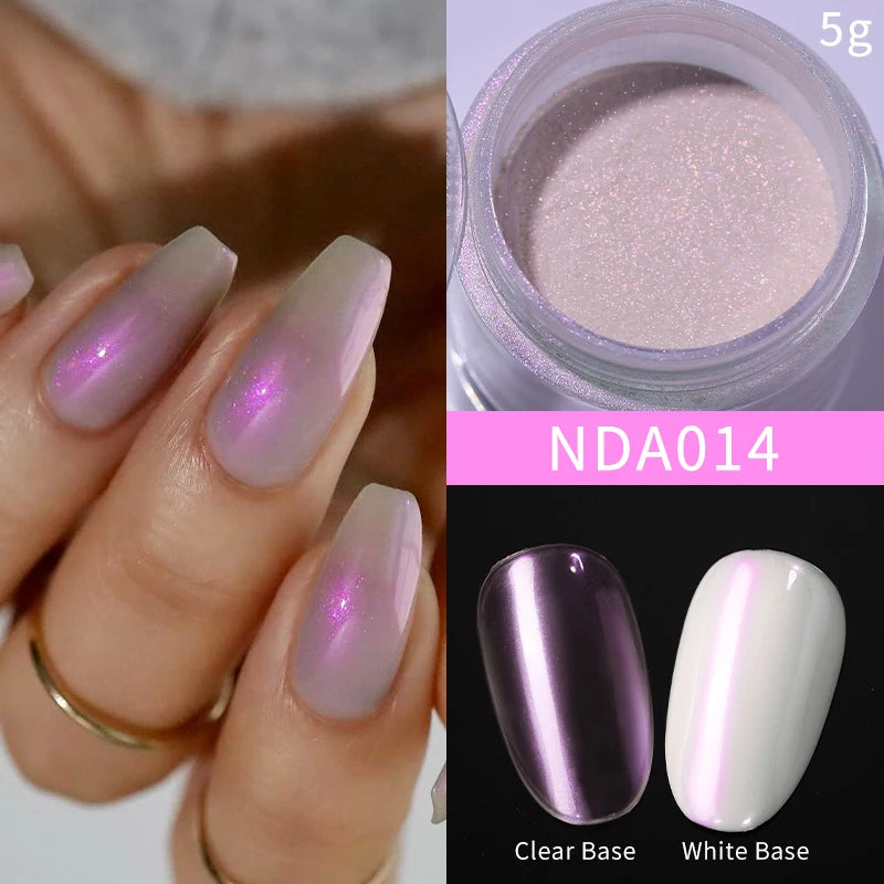 NICOLE DIARY Moonlight Mirror Nail Powder - Aurora Silver Chrome Pigment for UV Gel