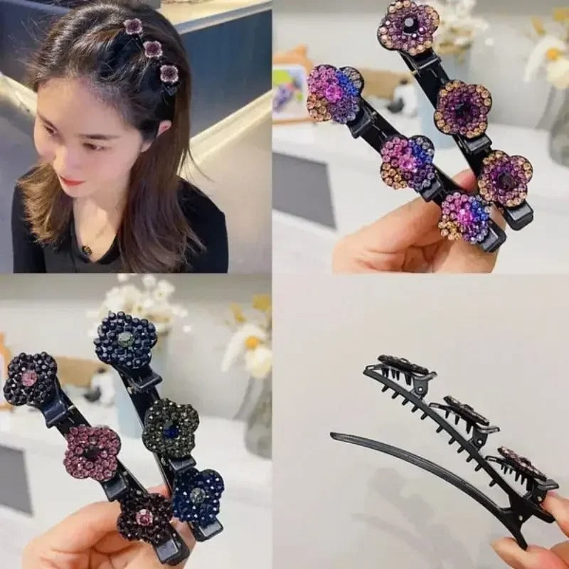 Crystal Stone Braided Hair Clips